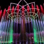 Expo 2015 Milano,  Albero della vita prime prove generali dei giochi d'acqua musicali che si terranno nella Lake arena.